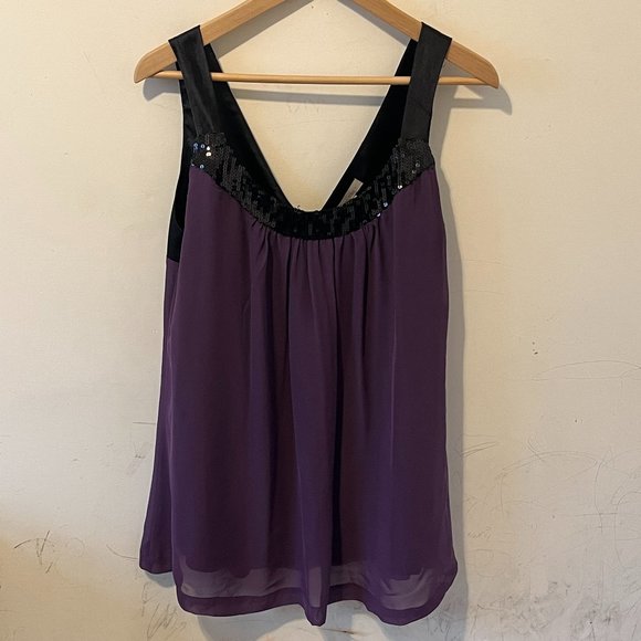 JONATHAN MARTIN | Women's Sequin Top Black Purple Size X-Large - Picture 1 of 3